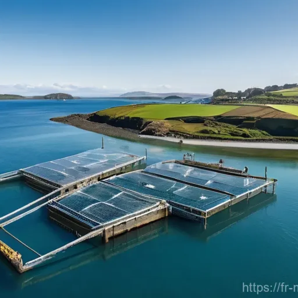 해양자원 개발과 환경적 지속 가능성 - **Prompt:** An inspiring, highly detailed aerial view of a flourishing, integrated sustainable marin...