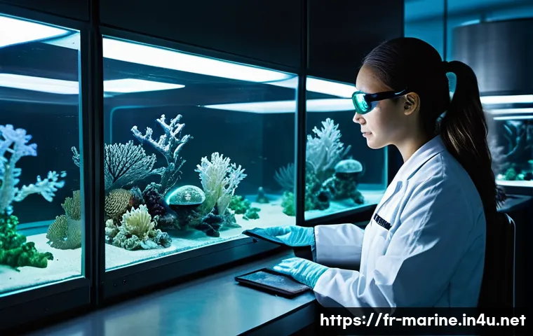해양자원 개발의 사회적 책임 - **Prompt 1: Futuristic Marine Biotechnology Research**
"A brightly lit, advanced underwater rese...